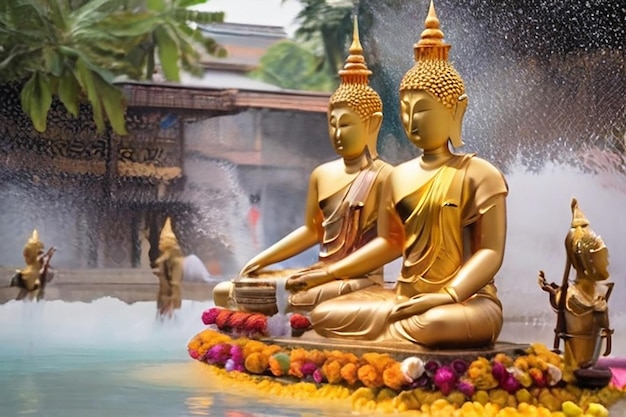 Buddha-Statue-Wasserzeremonie beim Songkran-Festival