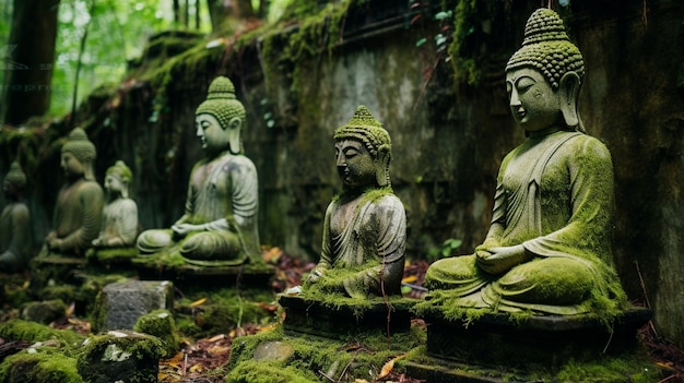 Buddha-Statuen im Wald