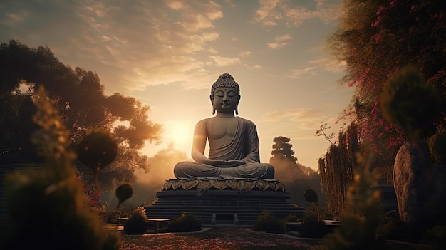 Buddha-Tempel in der Abenddämmerung