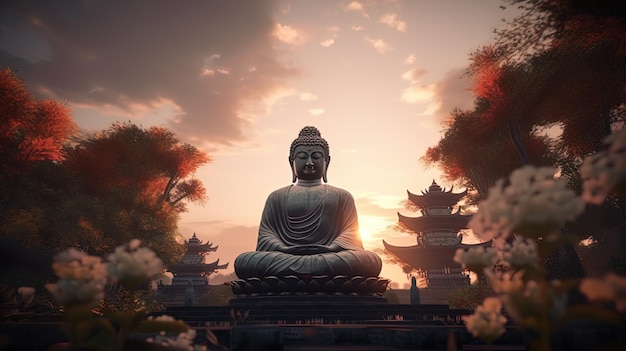 Buddha-Tempel in der Abenddämmerung