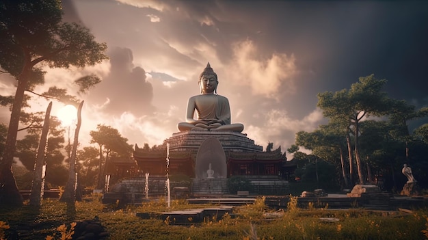 Buddha-Tempel in der Abenddämmerung