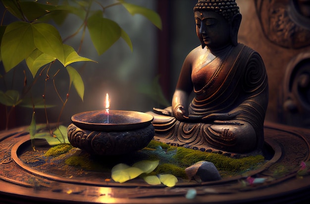 Buddha und Aromatherapie auf schönem Hintergrund Generative KI
