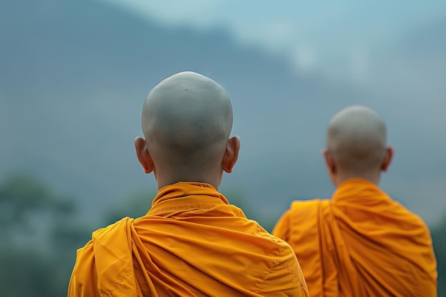 Buddhistische Mönche stehen isoliert