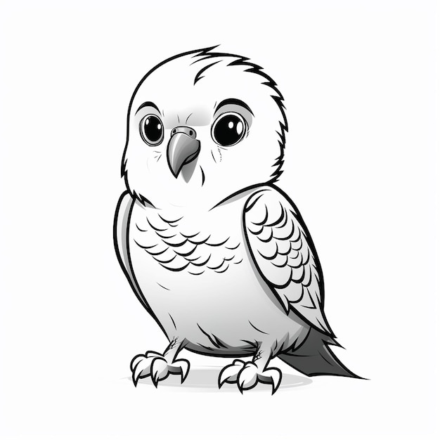 Budgerigar minimal süß süß Malbuch Kawaii Linienkunst