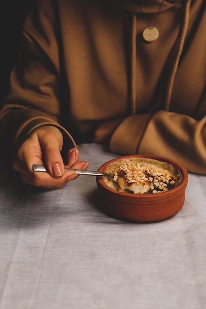 budín de leche de postre turco tradicional con arroz