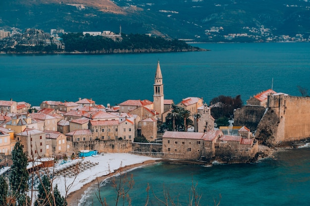 Budva Altstadt im Schnee Montenegro