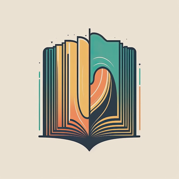 Bücher minimalistisches Emblem in Retro-Farbpalette