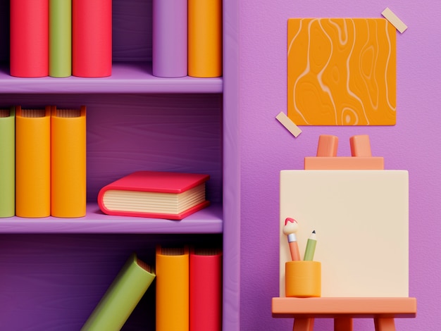 Bücher Stillleben im Cartoon-Stil