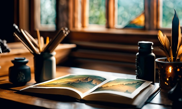 Bücher und Karten Schatzkarten auf dem Tisch im Lernzimmer