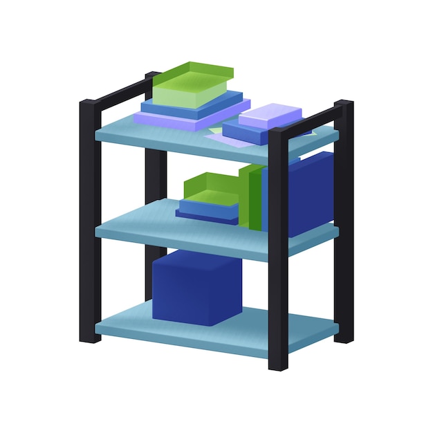 Bücherregal 3D-Rendervektorillustrationen