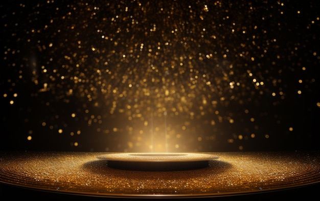 Bühnenförmiger goldener Partikelhintergrund