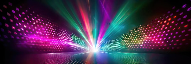 Bühnenlicht mit farbigen Scheinwerfern, abstrakte, helle Projektoren, Flutlicht-Disco