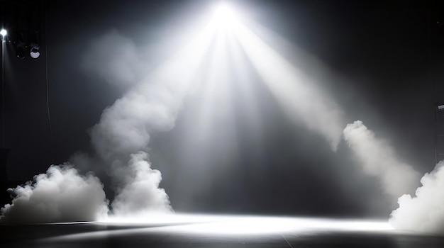 Foto bühnenweißer rauch und spotlight-hintergrund, generative ki