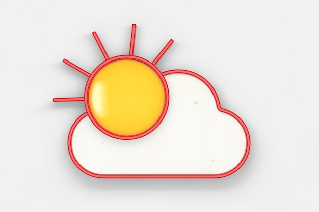 Buen concepto de la mañana. Huevo frito como sol sobre un fondo blanco. Representación 3D