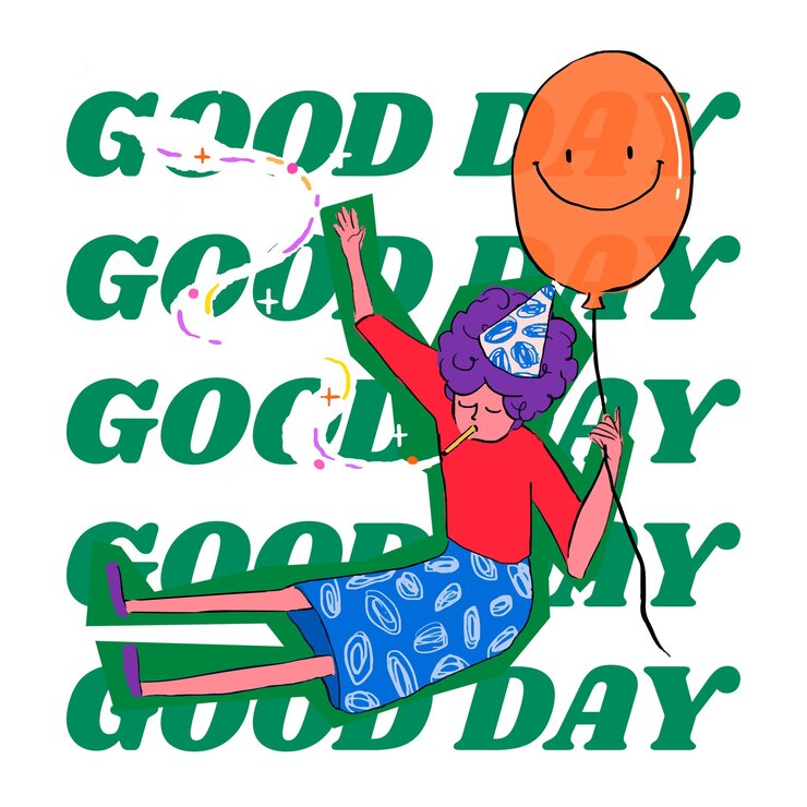 Foto buen día png palabra pegatina fiesta ilustración clipart fondo transparente