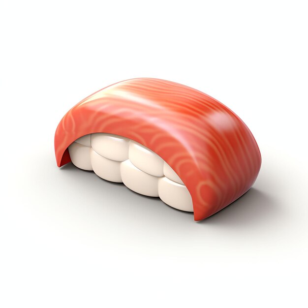 Foto buen icono de arcilla 3d de sushi nigiri en un fondo blanco con una sombra suave que cae detrás