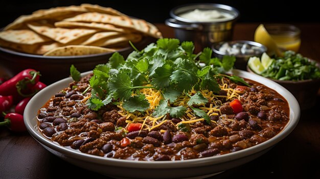 Foto un buen plato de chile picante