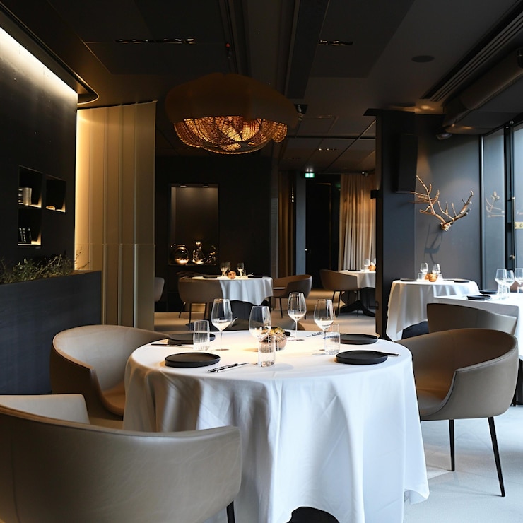 Foto un buen restaurante con chefs con estrellas michel