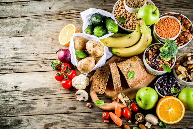 Foto buena comida rica en fibra de carbohidratos