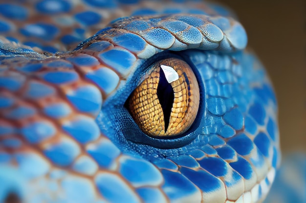 Una buena foto de enfoque suave de una serpiente azul