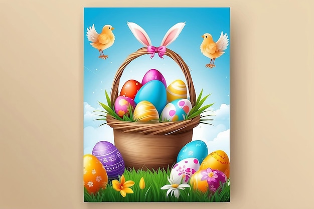 Buena Pascua plantilla de póster vertical con para la celebración de Pascua