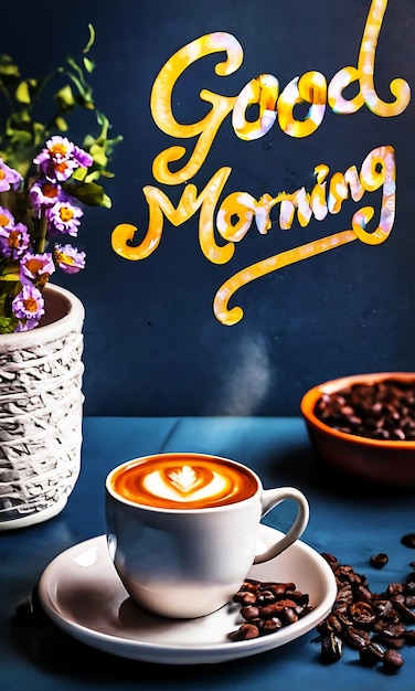 Buenas mañanas café La imagen de IA genera una plantilla de diseño