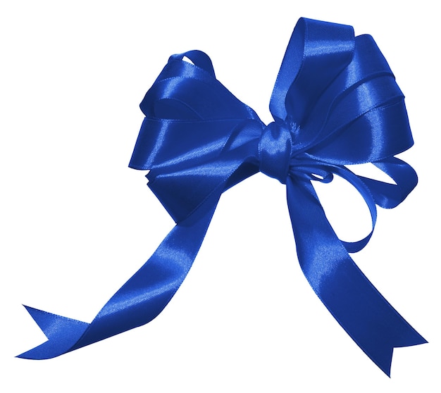Bündel aus blauem Seidenband auf einem isolierten Hintergrund