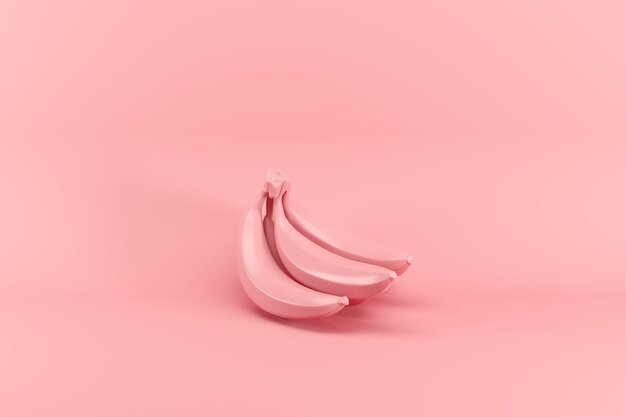 Bündel Bananen gemalt im Rosa lokalisiert auf rosa Hintergrund