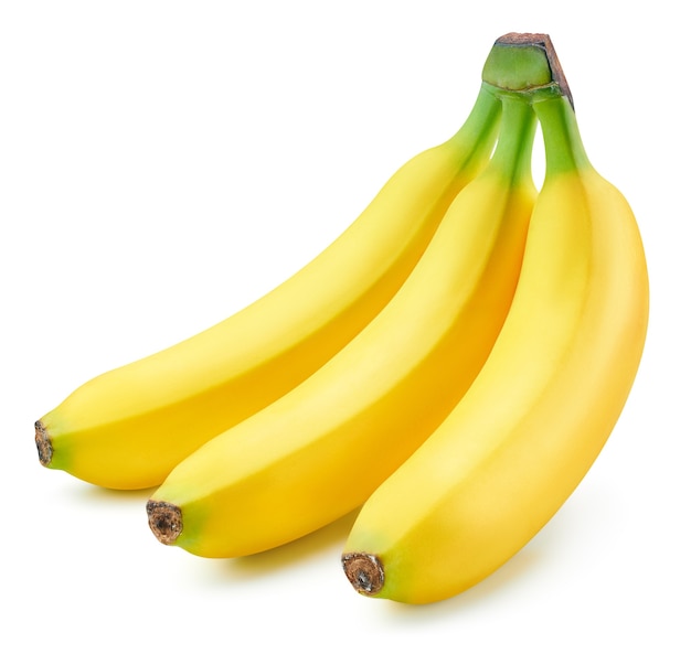 Bündel Bananen lokalisiert auf weißem Hintergrund. Reife Bananen Clipping Path. Qualitätsmakrofoto für Ihr Projekt.