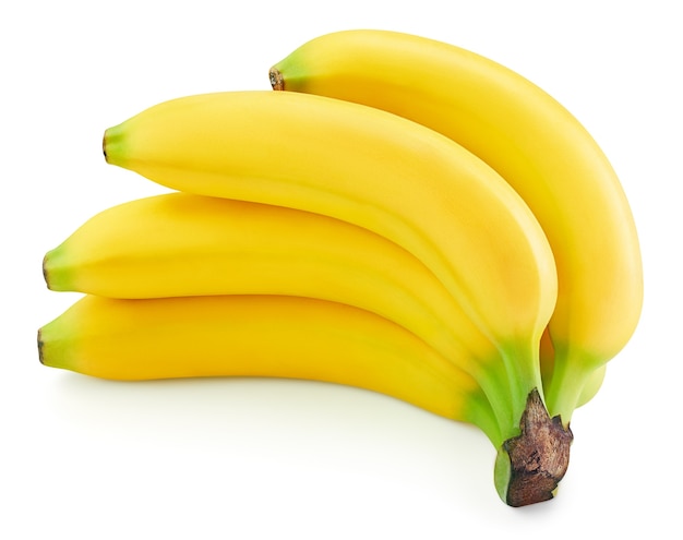 Bündel Bananen lokalisiert auf weißem Hintergrund. Reife Bananen.