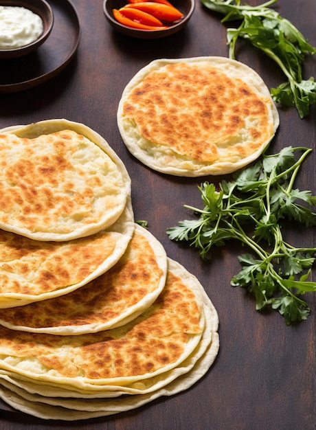 Bündel Tortillas auf einem Tisch