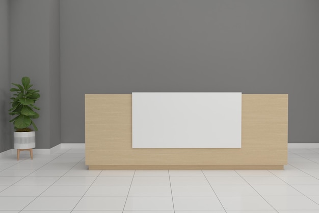 Büro-Empfangs-Schreibtisch Mockup Vorderansicht Innenarchitektur