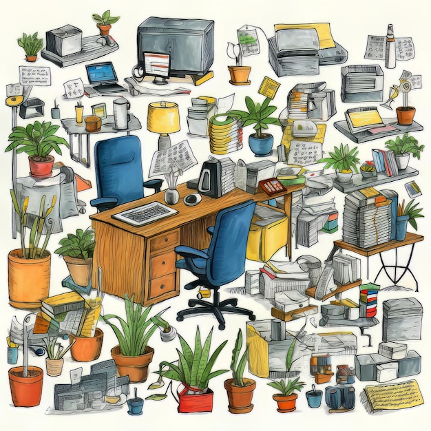 Büro-Set-Illustration