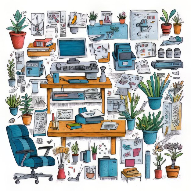 Büro-Set-Illustration