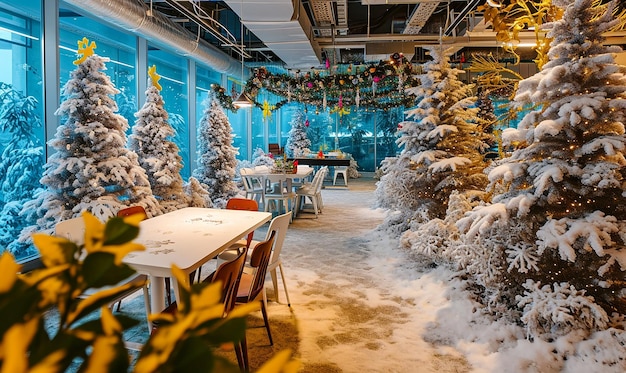 Büro-Winter-Wunderland-Feriendekoration