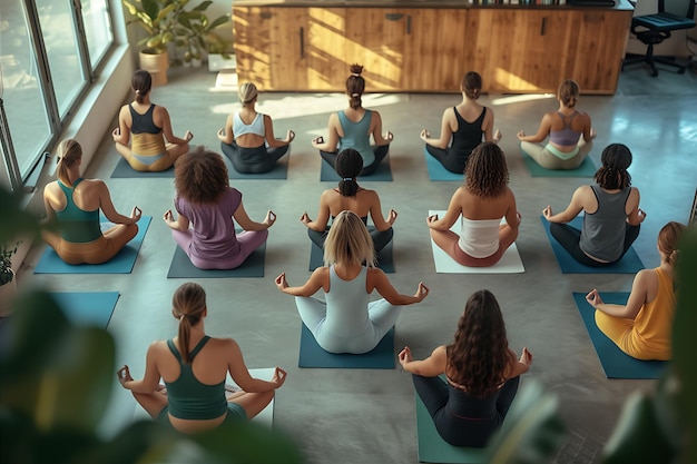 Büro-Yoga-Sitzung mit Frauen