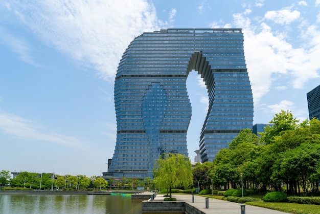 Bürogebäude des Finanzzentrums, Bezirk Binjiang, Hangzhou, China