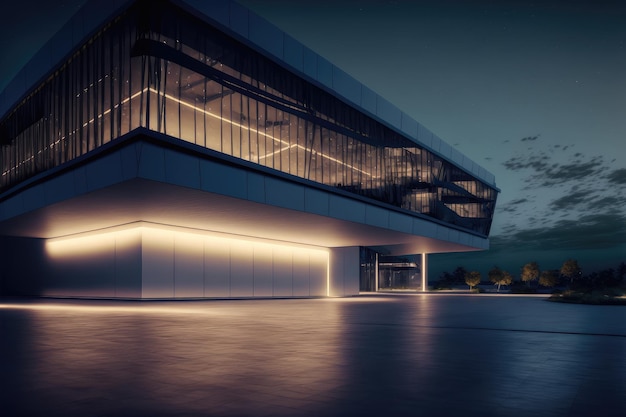 Bürogebäude und moderne Architektur bei Nacht