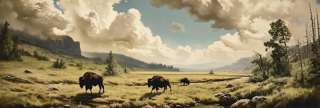 Búfalos no Grande Oeste nos primeiros anos