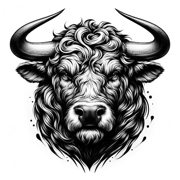 Buffalo sketch gravura vetor ilustração tshirt vestuário impressão design isolado em branco