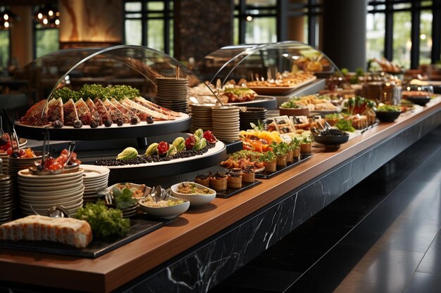 buffet con comida en el hotel todo incluido