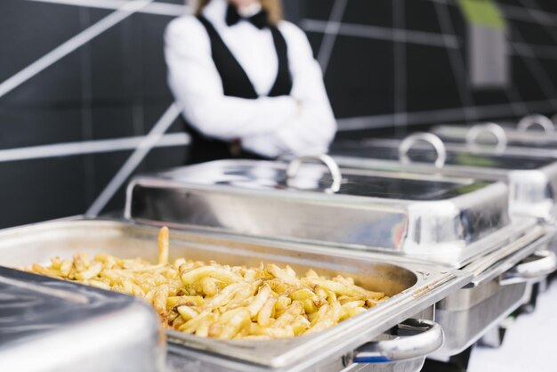 buffet de batatas fritas recém-cortadas de alta qualidade e resolução belo conceito de foto