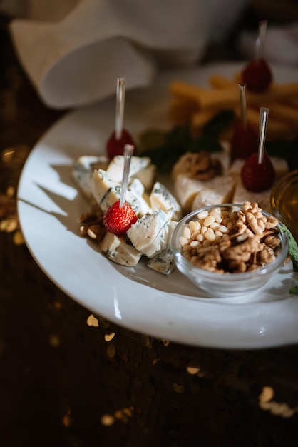 Buffet de boas-vindas com álcool e lanches