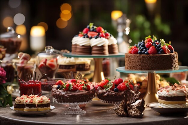 Buffet de postres para la celebración