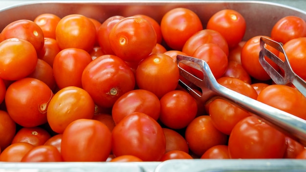 Buffet de tomates de Egipto de cerca