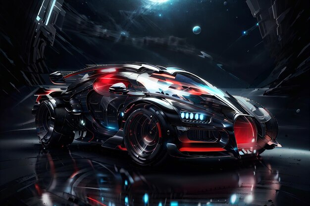 Un Bugatti ai rojo y negro generado