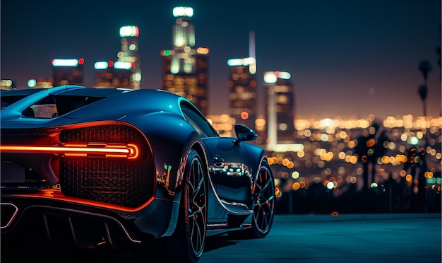 Foto bugatti chiron contra o pano de fundo de los angeles