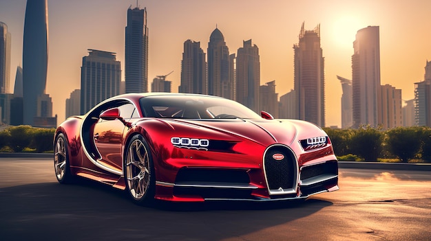 Bugatti Chiron rojo en Dubái