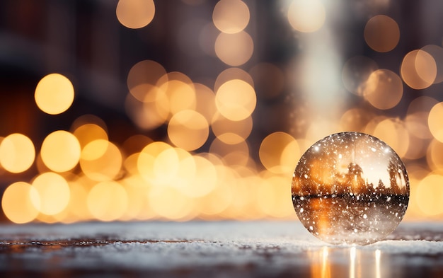 Bugiganga de natal vazia sobre o fundo de inverno nevado