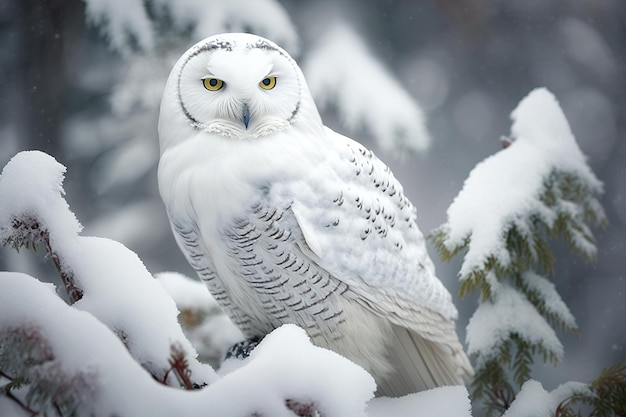 Búho blanco como la nieve generado por IA